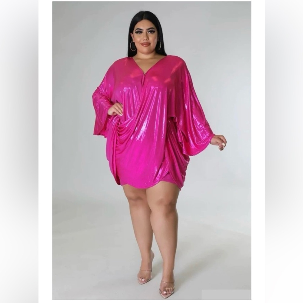 Elegant Pink Draped Women's Dress